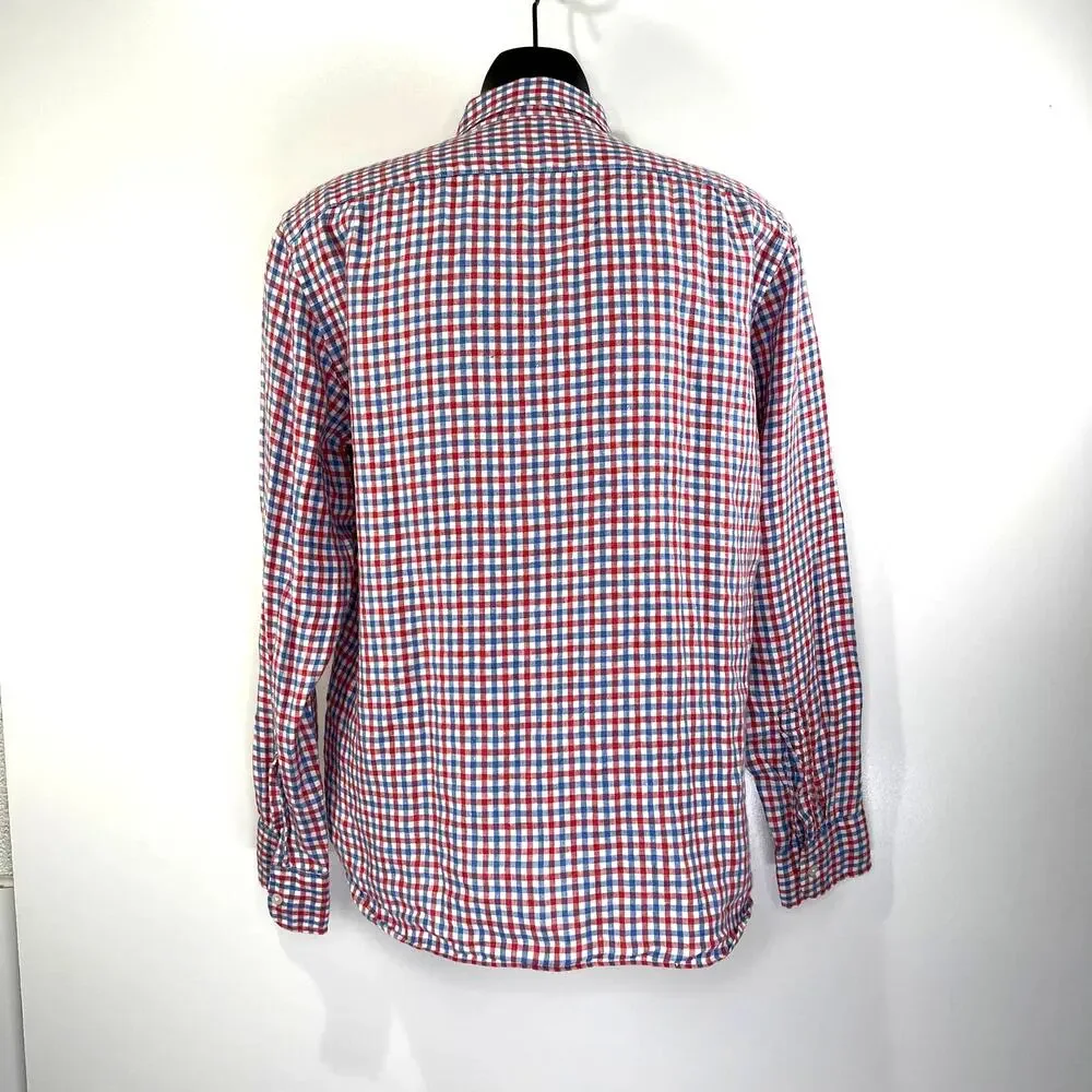 J. Crew Irish Linen Check Button Down Shirt Baird McNutt 43645